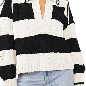 New Size Med Women Casual Loose Crop Long Sleeve Sweater Knit Pullover Fast Ship